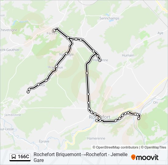 Plan de la ligne 166C de bus