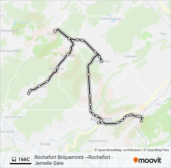 166C Bus Line Map