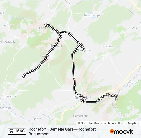 166C Bus Line Map