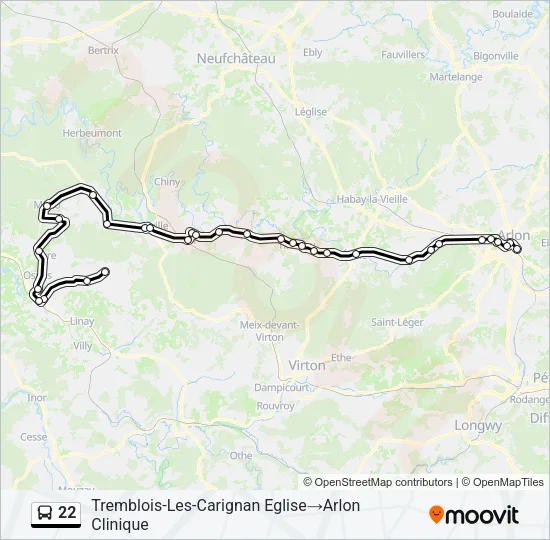 22 Bus Line Map