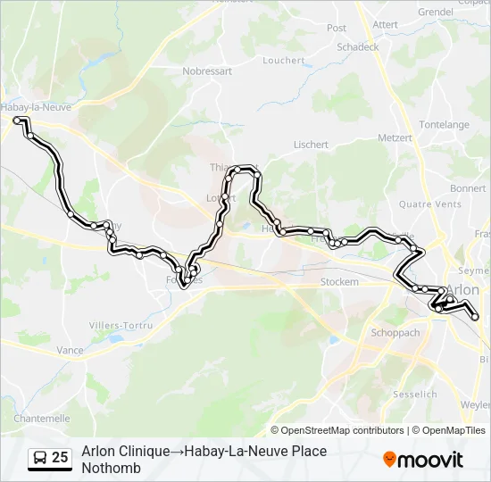 25 Bus Line Map
