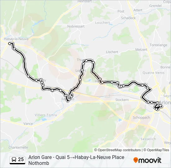 25 Bus Line Map