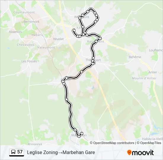 57 Bus Line Map