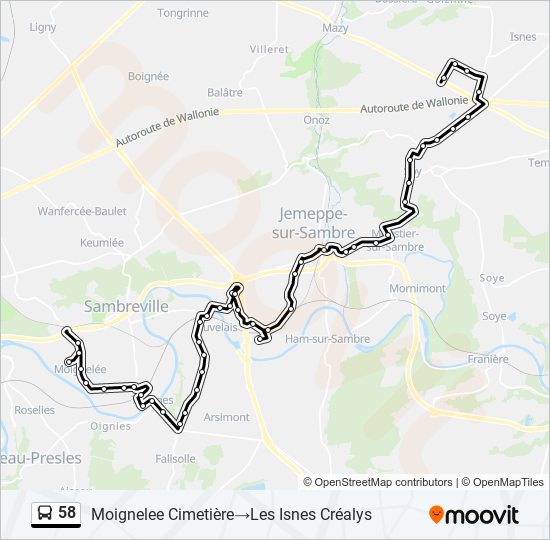 58 bus Line Map