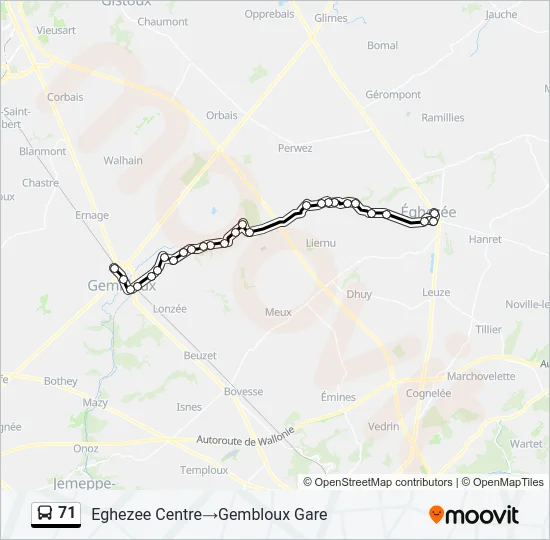 71 Bus Line Map