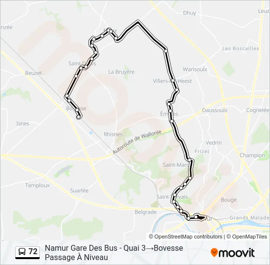 72 Bus Line Map