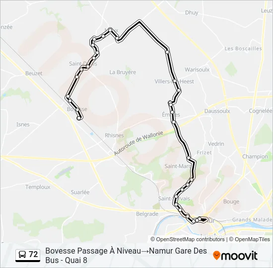 72 Bus Line Map