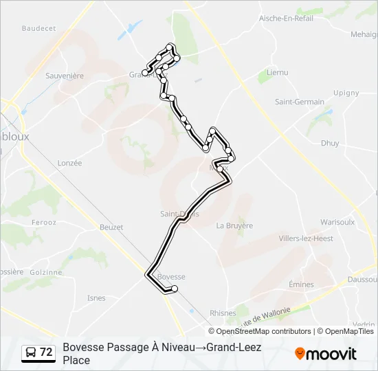 Bus 72 lijnkaart