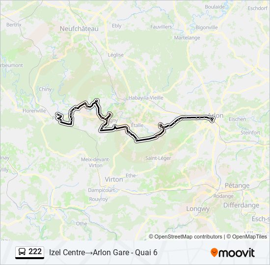 Plan de la ligne 222 de bus