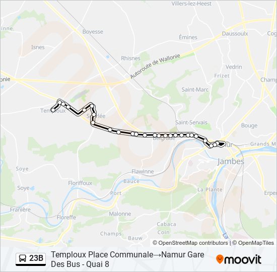 Plan de la ligne 23B de bus