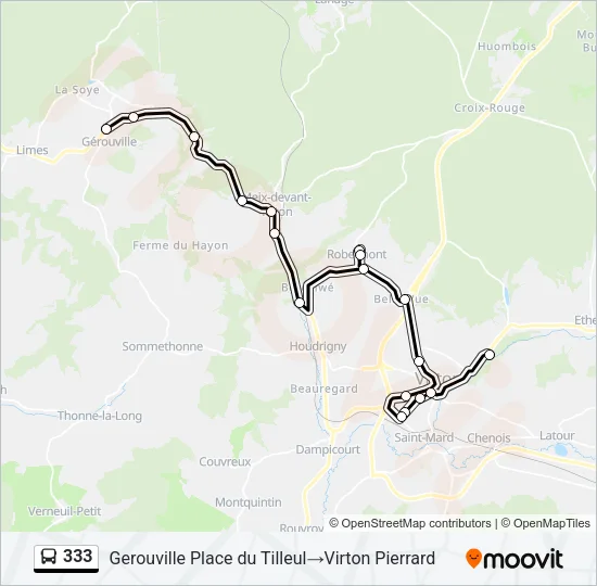 333 Bus Line Map