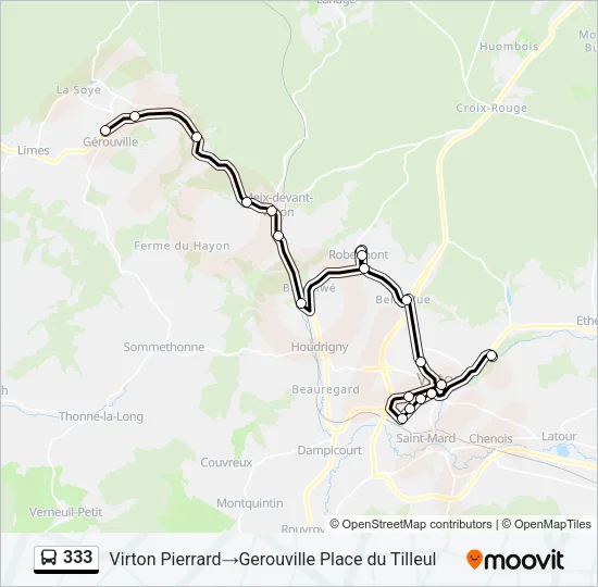 333 Bus Line Map