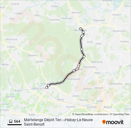 564 Bus Line Map