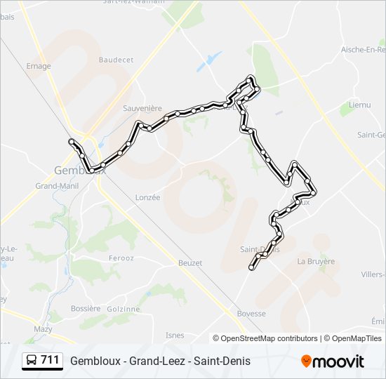 Plan de la ligne 711 de bus