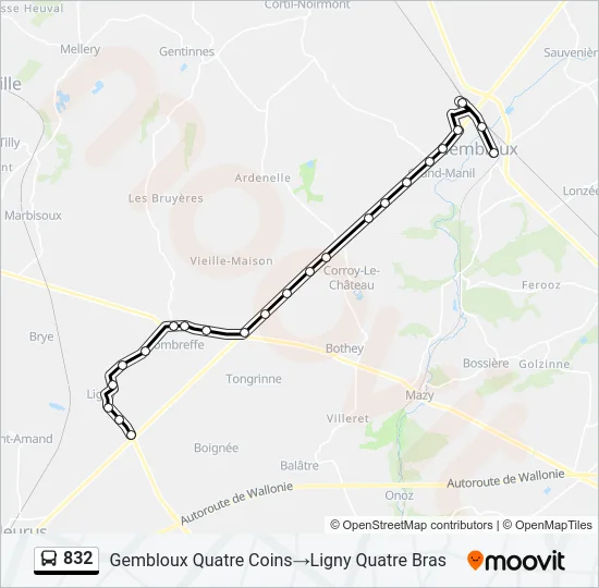 832 Bus Line Map
