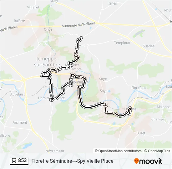 853 Bus Line Map