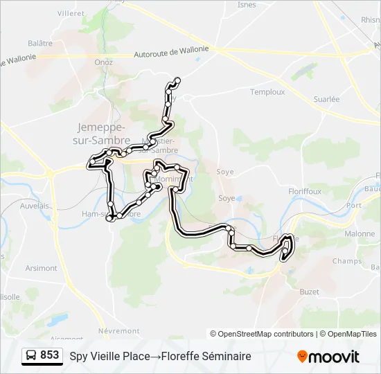 853 Bus Line Map