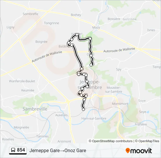 854 Bus Line Map