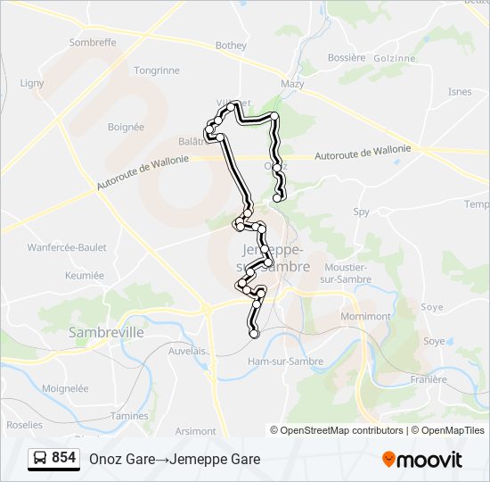 Plan de la ligne 854 de bus