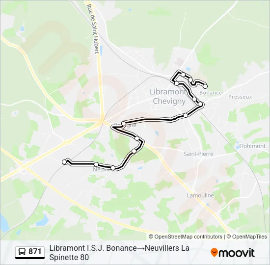 871 Bus Line Map