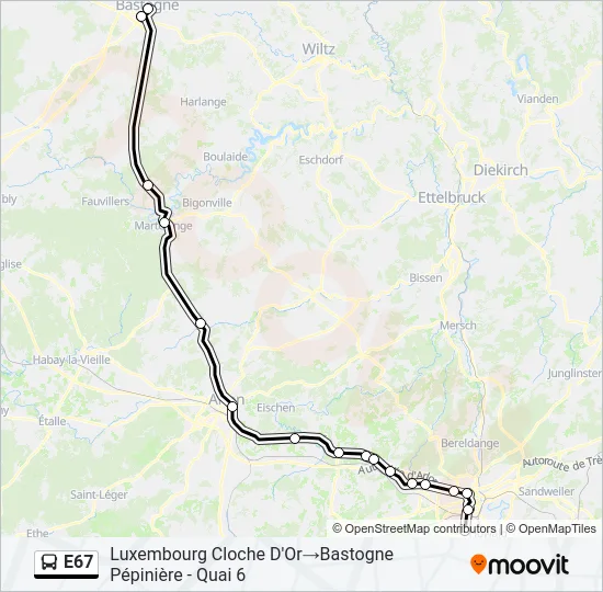E67 Bus Line Map