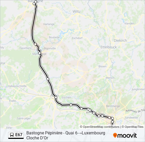 E67 bus Line Map