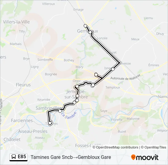E85 Bus Line Map