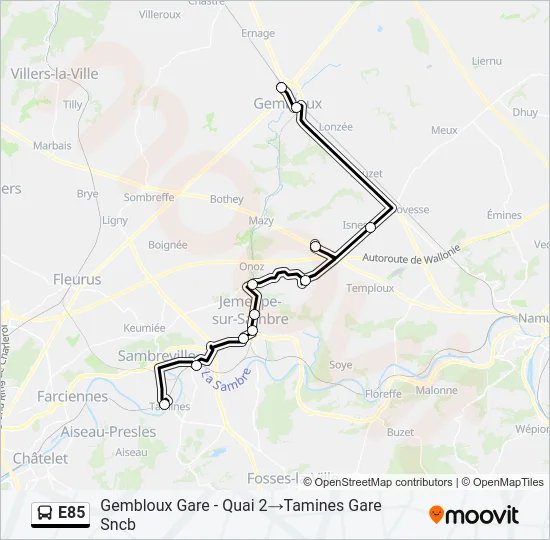 E85 Bus Line Map