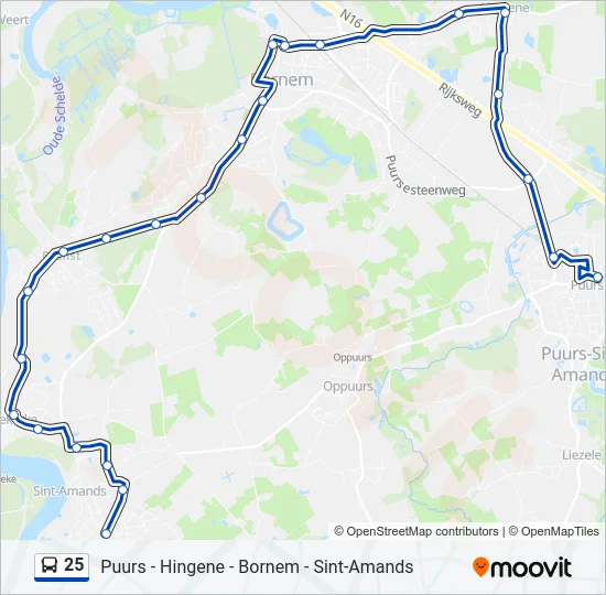 25 Bus Line Map