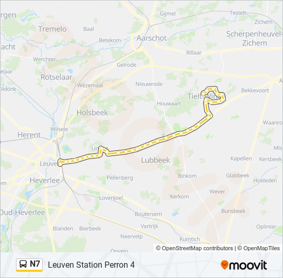 Plan de la ligne N7 de bus