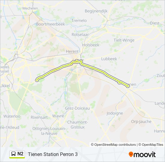 Plan de la ligne N2 de bus