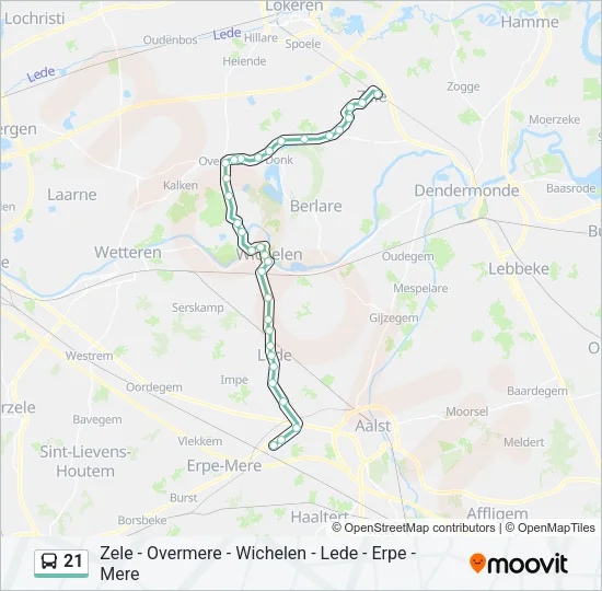 Bus 21 lijnkaart