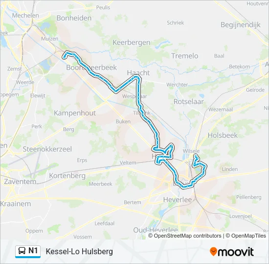 N1 Bus Line Map