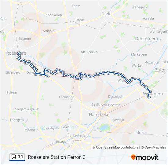 Bus 11 lijnkaart