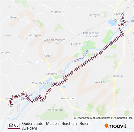 Plan de la ligne 65 de bus