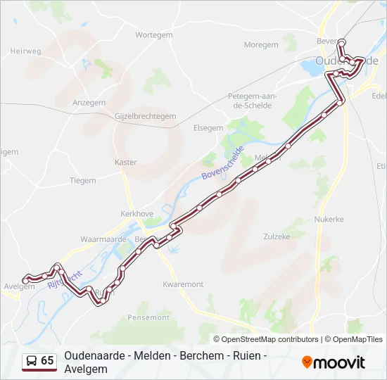 Bus 65 lijnkaart