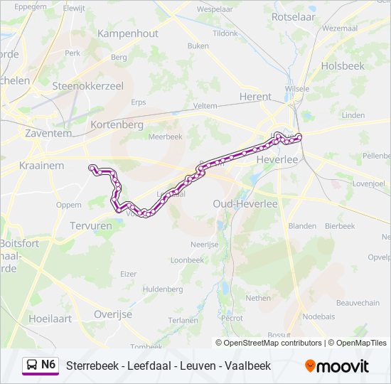 Plan de la ligne N6 de bus