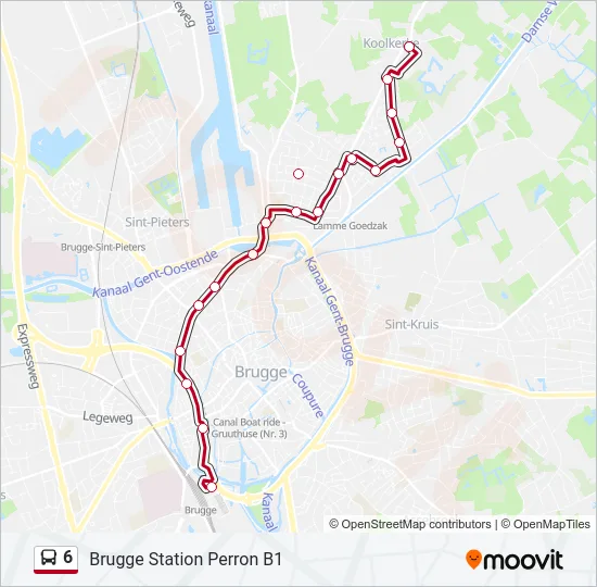 Bus 6 lijnkaart