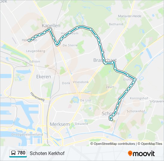 Plan de la ligne 780 de bus