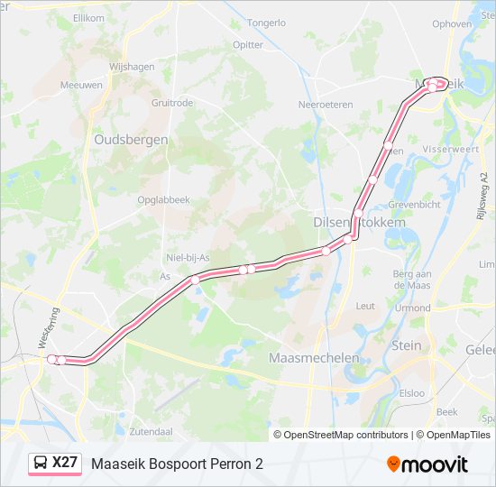 Plan de la ligne X27 de bus