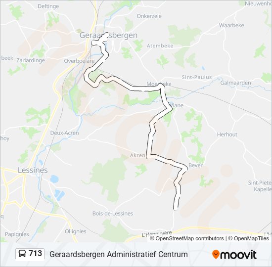 Plan de la ligne 713 de bus