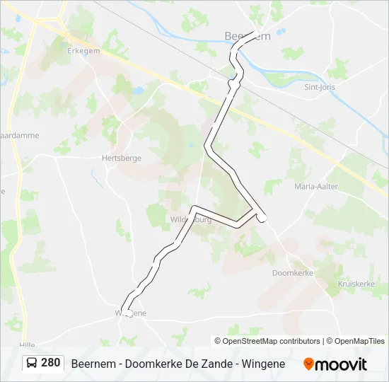 Bus 280 lijnkaart
