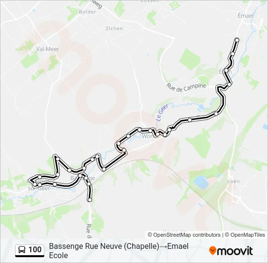 100 Bus Line Map