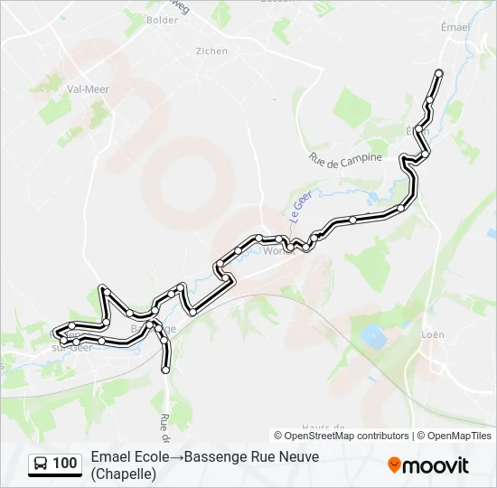 100 Bus Line Map