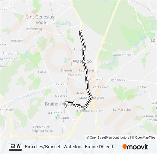 Plan de la ligne W de bus