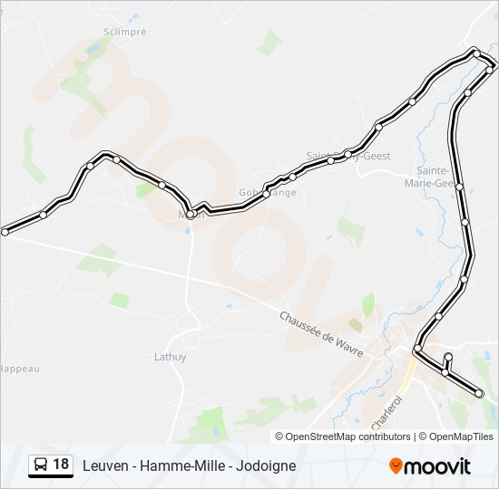 Bus 18 lijnkaart