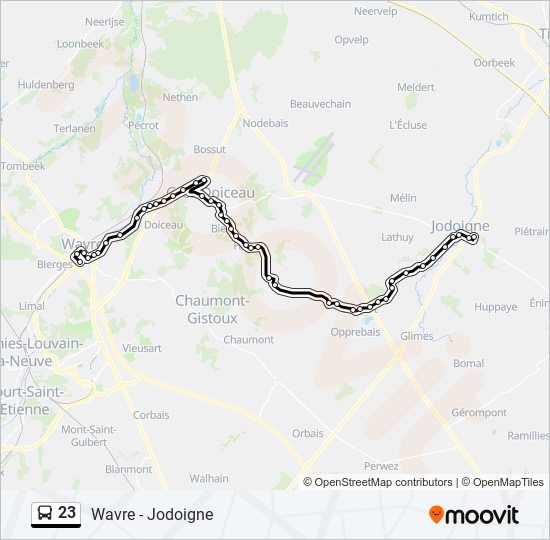 Plan de la ligne 23 de bus