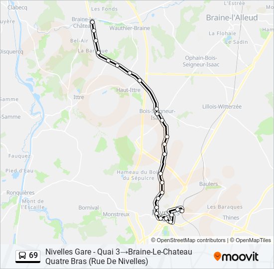 Plan de la ligne 69 de bus