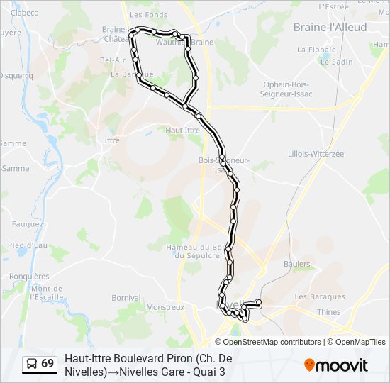 Plan de la ligne 69 de bus