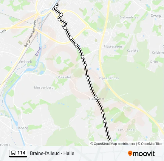 114 Bus Line Map